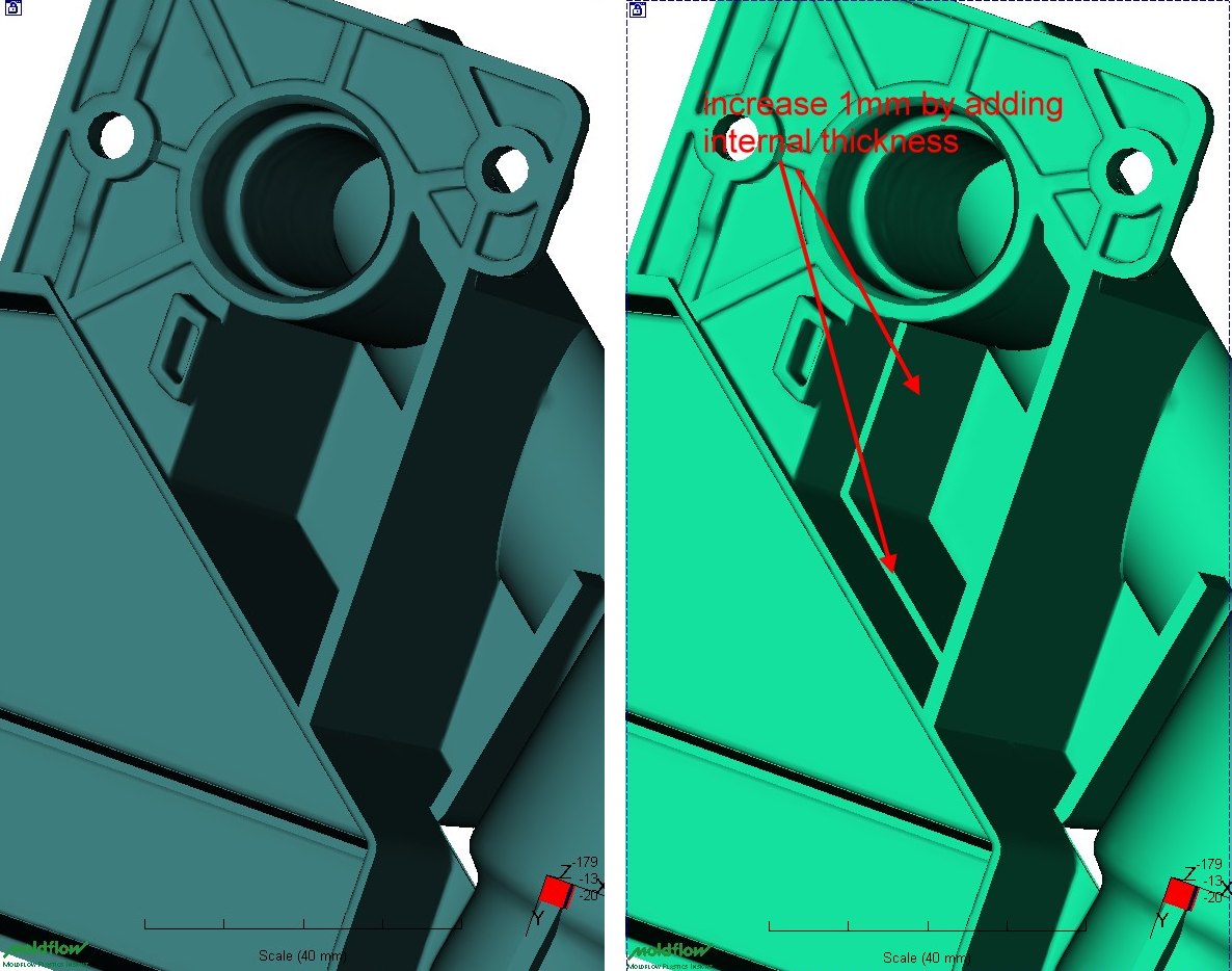 First geometry variant: increased internal thickness