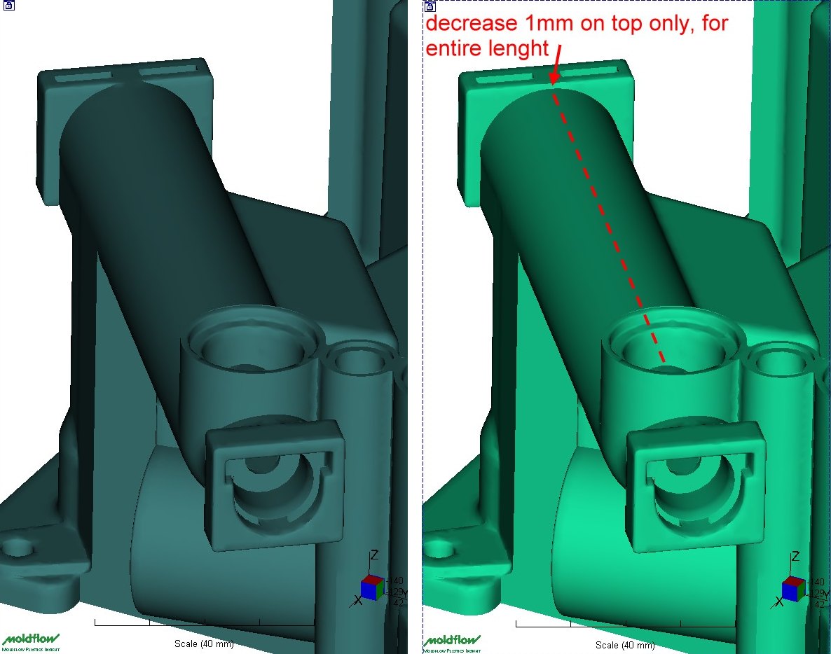 First geometry variant: reduced cylinder thickness