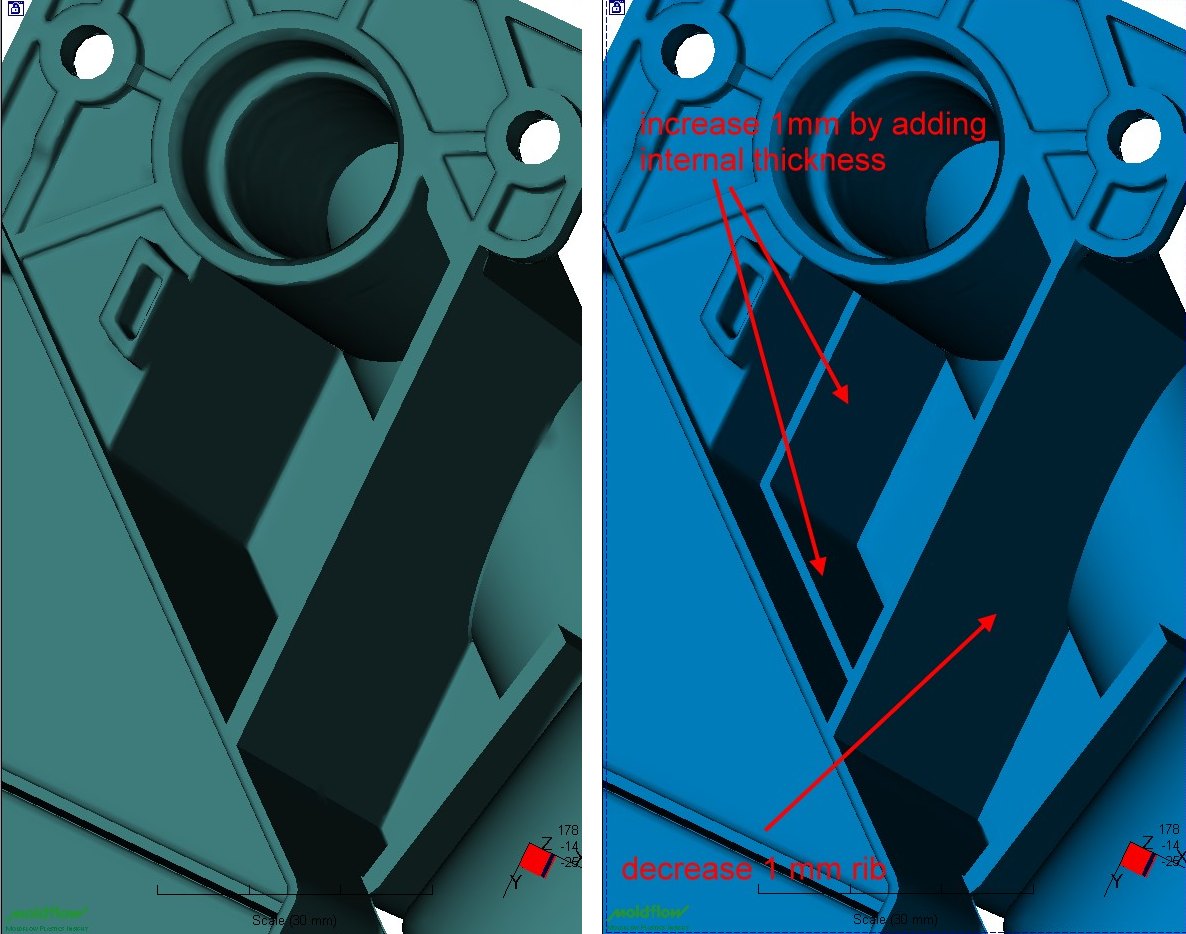 Second geometry variant: modified rib and wall thickness
