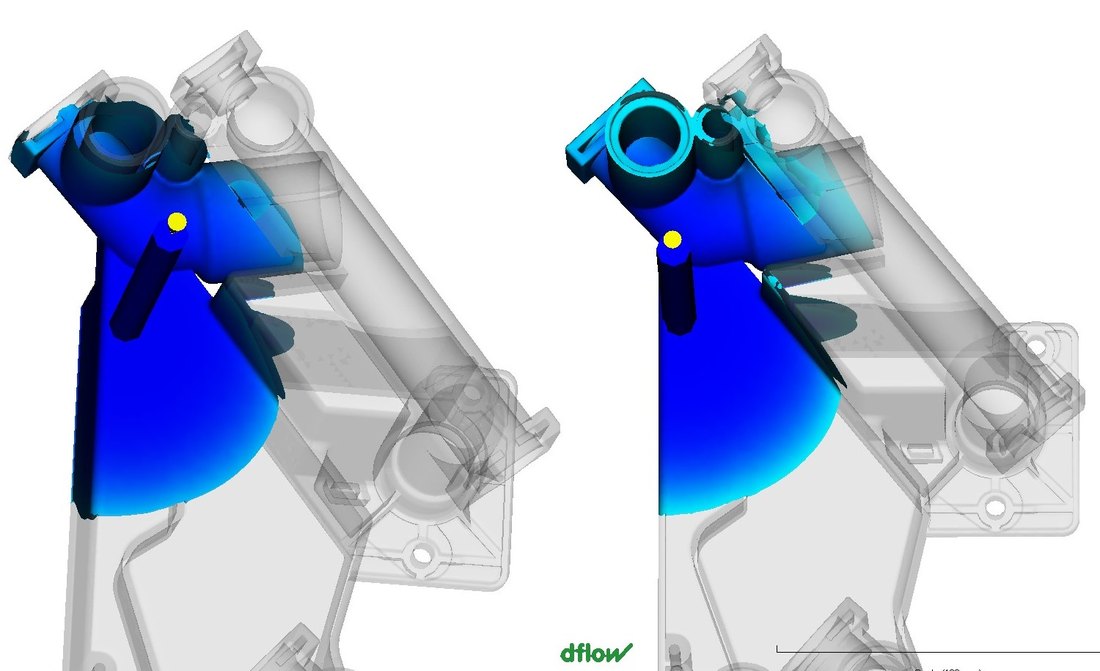 Moldflow simulation: start of filling