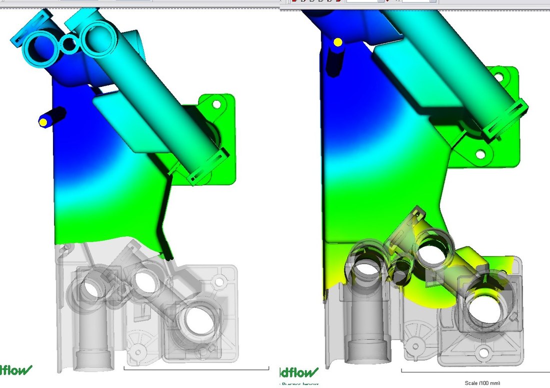Moldflow simulation: advanced filling