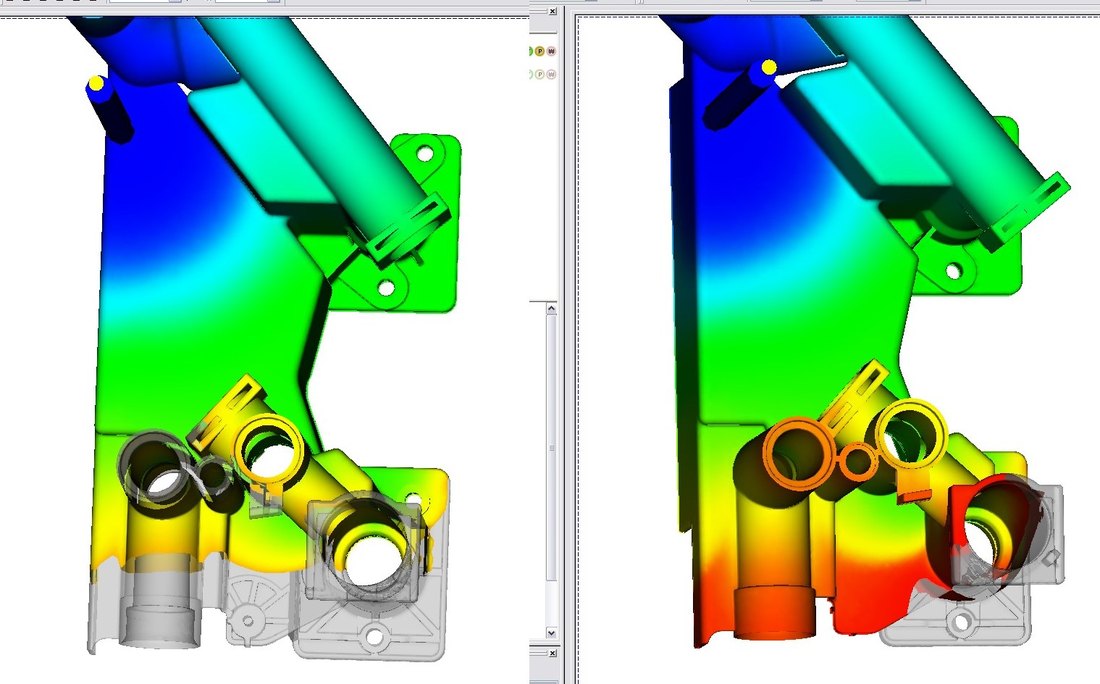 Moldflow simulation: end of filling