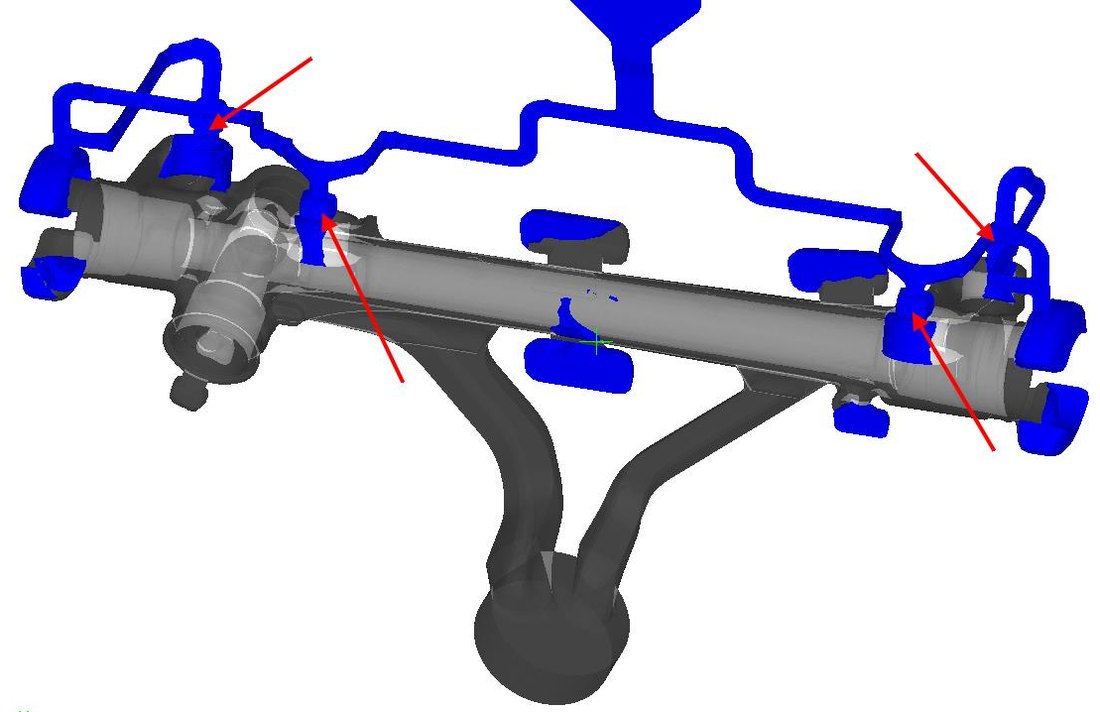 ProCAST steering box simulation: air collected by the overflows