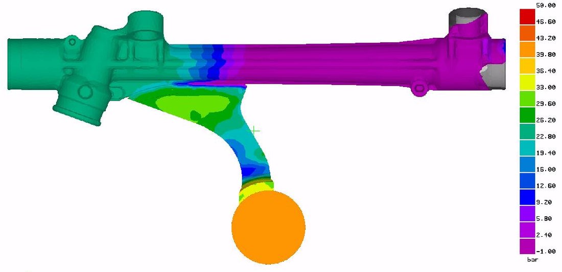 ProCAST steering box simulation: pressure during filling