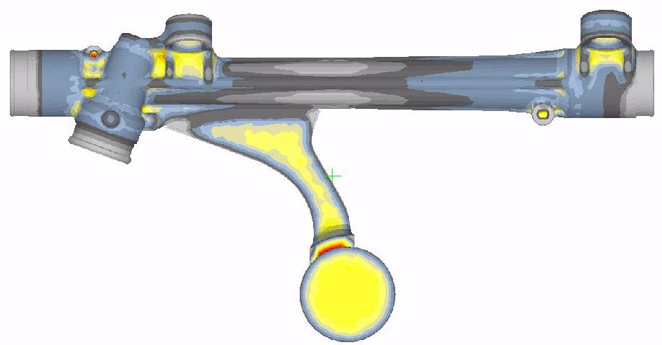 ProCAST steering box simulation: the right area is cut off from the feed