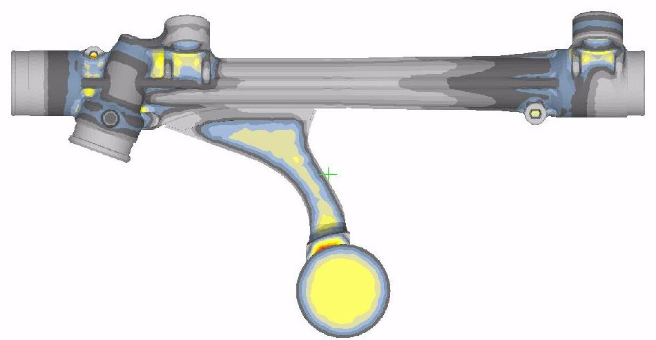 ProCAST steering box simulation: the area near the gate is cut off from the feed