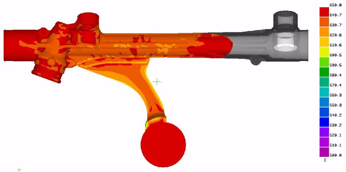 ProCAST steering box simulation: filling unbalanced to the left