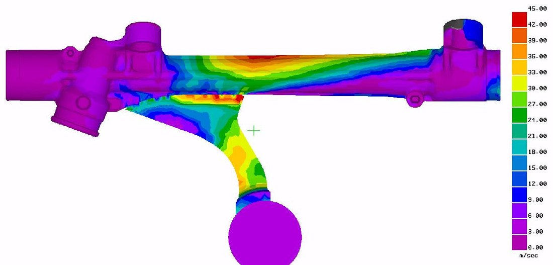 ProCAST steering box simulation: first solution, better balanced filling