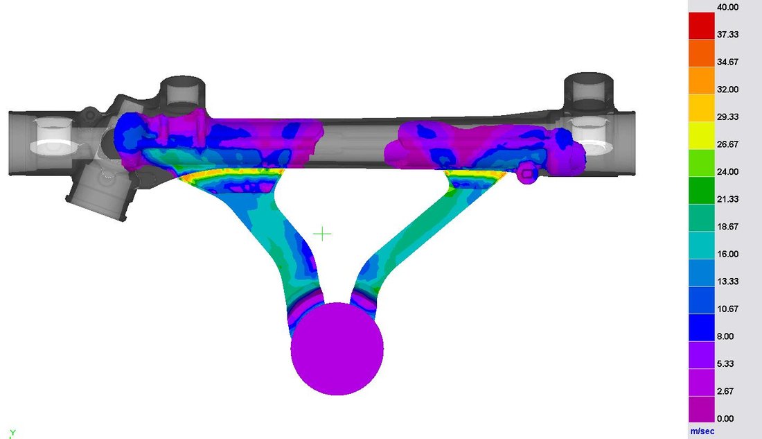 ProCAST steering box simulation: second solution with double gate